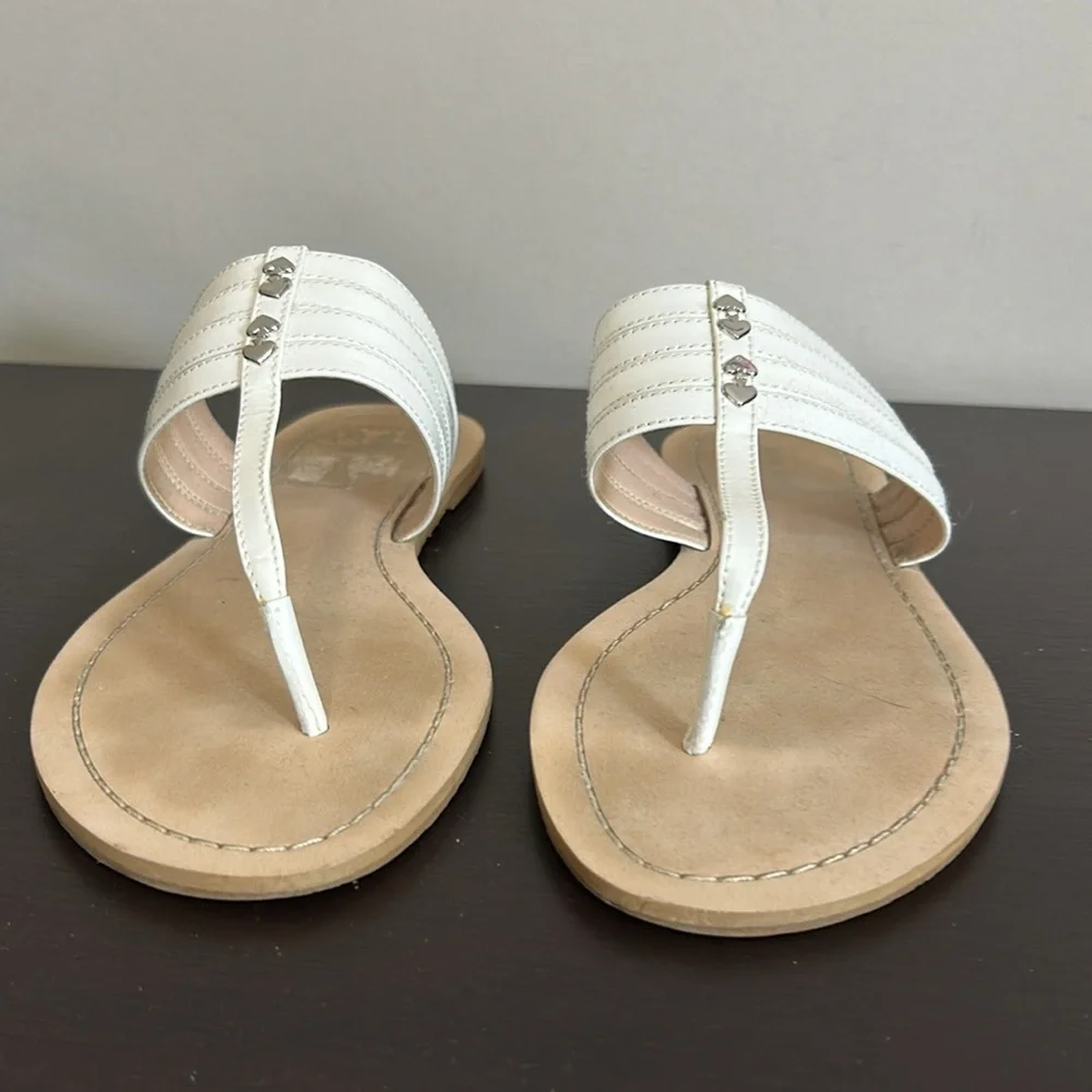 Kate Spade Carol Leather Thong Sandal White Slip On Sandal Womens Size 7